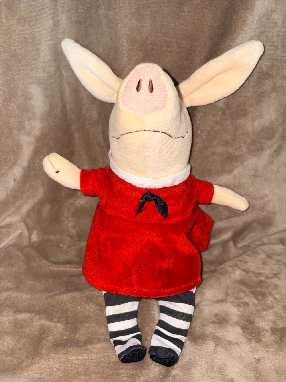 Vintage Olivia the Pig Plush Doll – Red Dress & Striped Tights